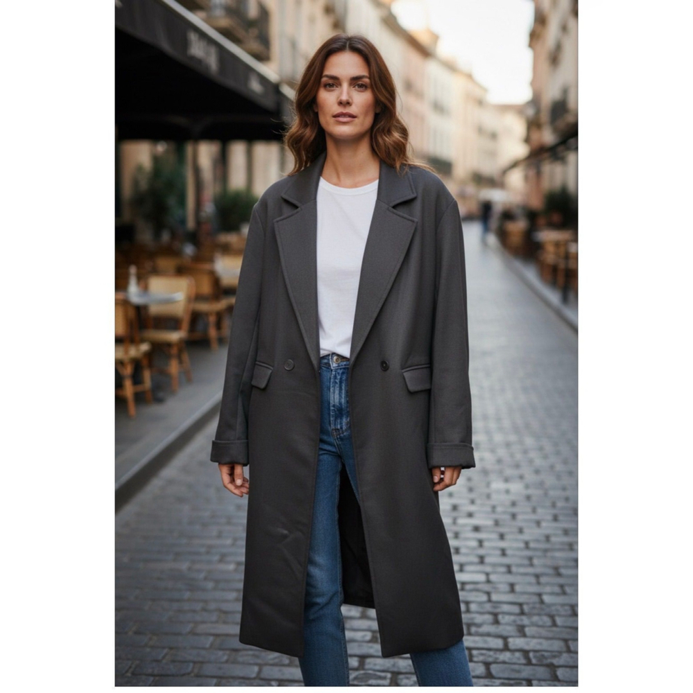 Danielle Bernstein long trench coat 19in PTP Med Large EUC